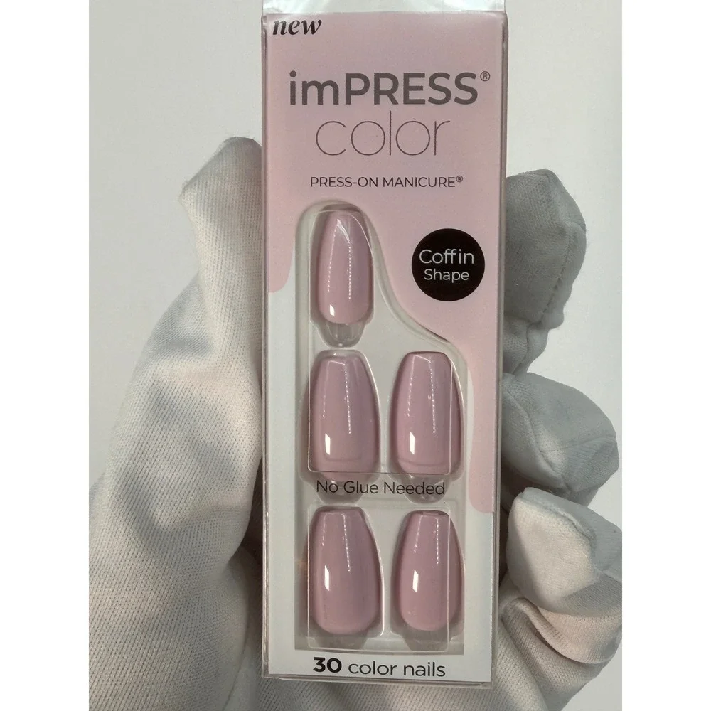 KISS imPRESS Color Press On Manicure French Lavender 516 Coffin Shape M 105-47